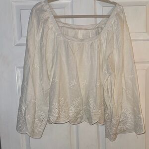 Christian Siriano Cream Embroidered Blouse